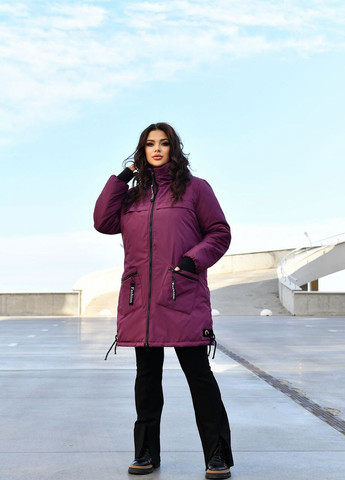 Бордовая женская куртка-пальто из плащевки цвет марсал р.48/50 445909 New Trend