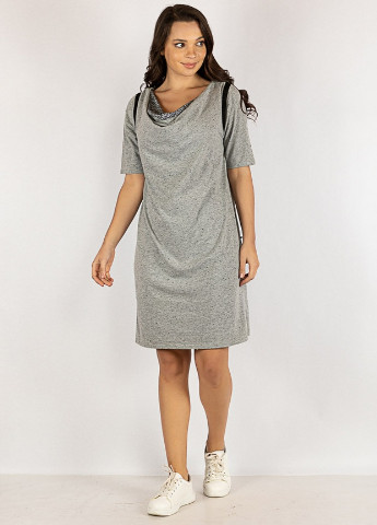 Прозрачное кэжуал платье (светло-серый меланж) Time of Style однотонное
