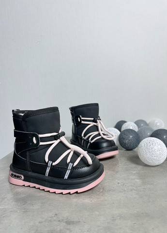 Черные детские зимние Угги W.Niko со шнуровкой для девочек