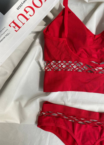 Червоний демісезонний жіночий базовий комплект нижньої білизни No Brand