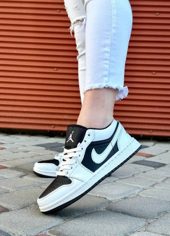 Кросівки репліка Jordan Low White Black Vakko чорно-білі демісезони (265327780)