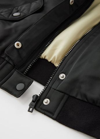 Черная демисезонная куртка бомбер для девочки 8634 164 см черный 63940 Zara