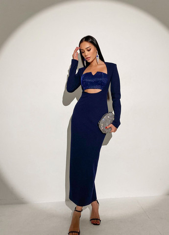 Темно-синя вечірня спокуслива вечірня сукня Jadone Fashion