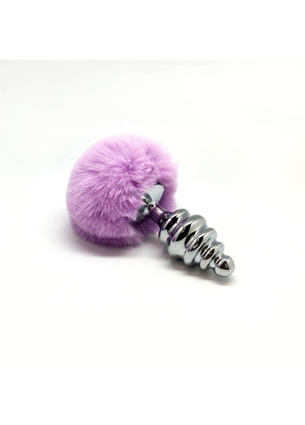 Металева анальна пробка Кролячий хвостик Alive Fluffy Twist Plug L Purple, діаметр 3,8 см ADDICTION (258261731)