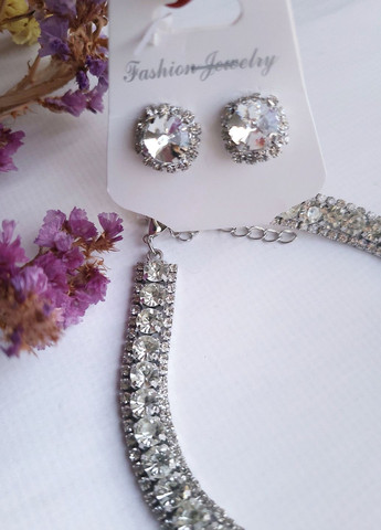 Набір жіночий сережки і кольє з камінчиками Fashion Jewelry (269713749)
