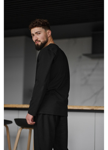 Черный демисезонный повседневный лонгслив Handy Wear однотонный