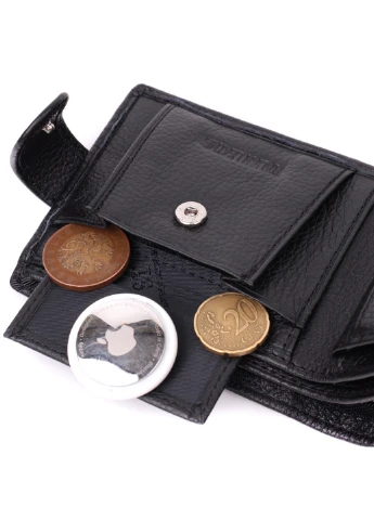 Невеликий місткий гаманець із натуральної шкіри 22456 Чорний st leather (278001027)