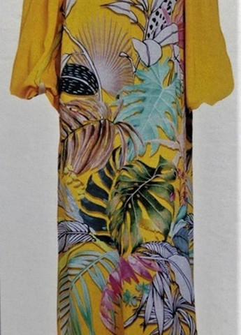 Туника платье пляжное свободного кроя One size Желтая с растительнм принтом Julliana 17142L Toccata (263347912)