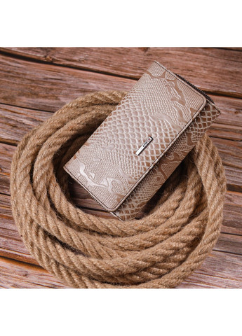 Превосходное женское портмоне из лакированной фактурной кожи 21430 Бежевый Karya (258267781)