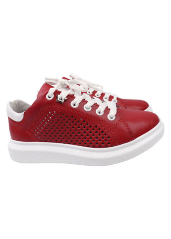 Красные кеды женские из натуральной кожи, на низком ходу, на шнуровке, цвет красный, Maxus Shoes 74-21LTCP