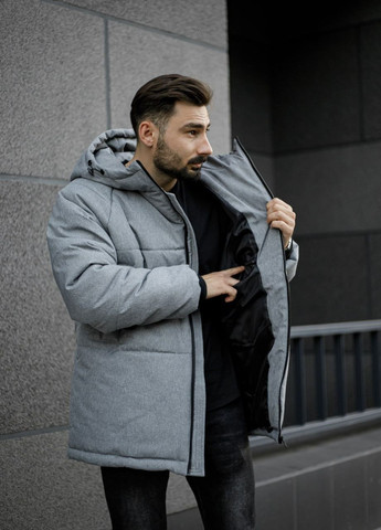 Серая зимняя зимняя мужская куртка No Brand