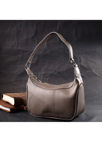 Кожаная женская сумка полукруглого формата с одной ручкой 22412 Серая Vintage (276457599)