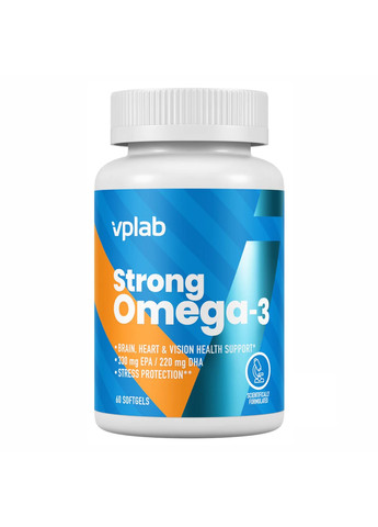 Омега 3 Strong Omega 3 - 60 капсул VPLab Nutrition (271405896)