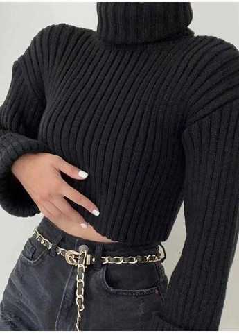 Черный укороченный свитер с горловиной черный You Best