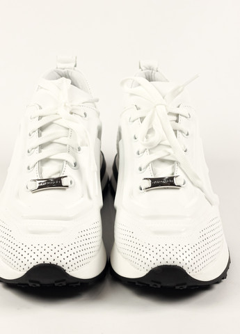 Белые всесезонные кроссовки перфорированные белые кожа Evromoda