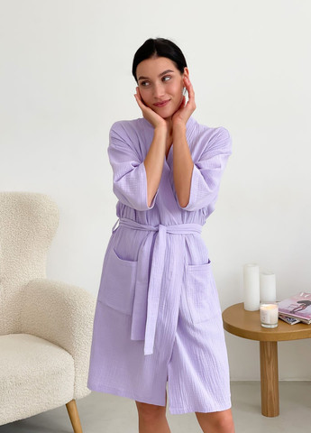 Муслиновый женский подарочный комплект халат+рубашка лаванда в упаковке Cosy (262453949)