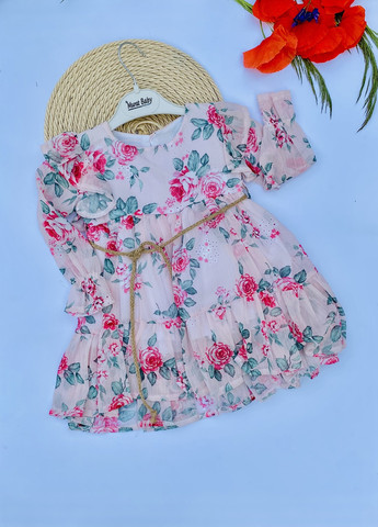 Розовое платье для девочек в цветочный принт Murat baby (259635337)
