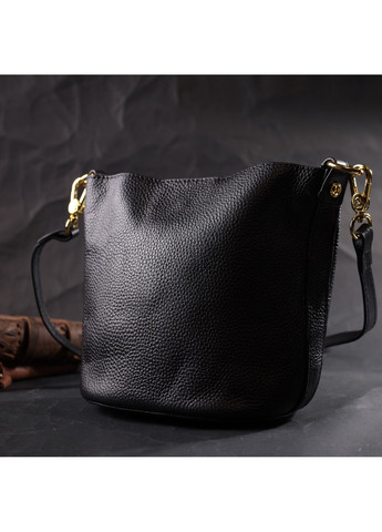 Шкіряна жіноча сумка з автономною косметичкою всередині 22363 Чорна Vintage (276457611)