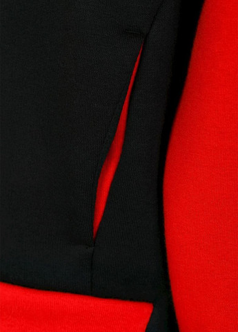 Yumster свитшот черно-красный однотонный красный кэжуал трикотаж