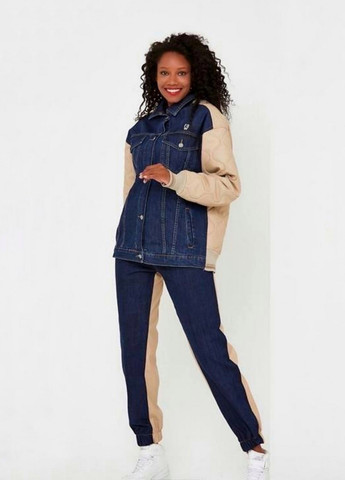 Костюм-двійка жіночий джинсовий Бежевий з синім Raw (258996158)