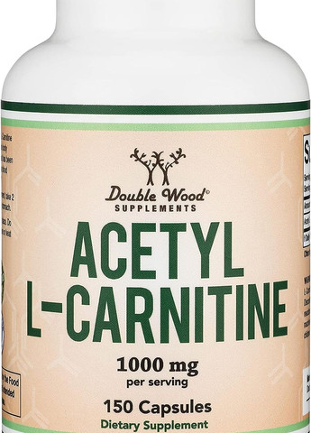 Ацетил L-карнітин Double Wood Acetyl L-Carnitine 1000 mg (на 2 капсули), 150caps Double Wood Supplements (261256092)