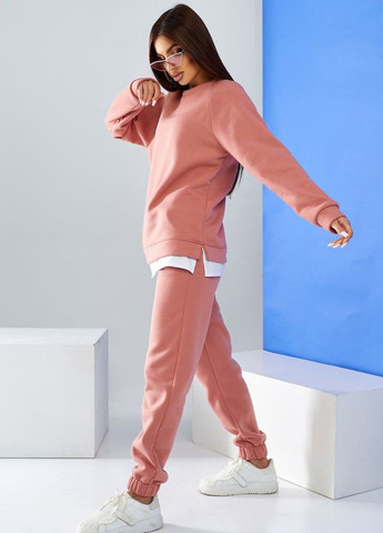 Спортивный костюм женский на флисе розового цвета Let's Shop (277963251)