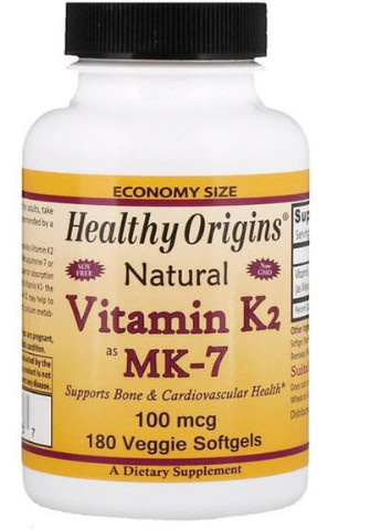 Vitamin K2 as MK-7 Natural 180 Veg Softgels Healthy Origins (256720379)