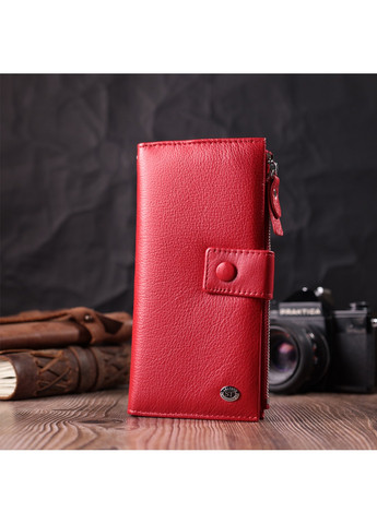 Женский вертикальный кошелек-клатч из натуральной кожи 22536 Красный st leather (278001147)