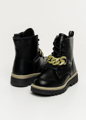 Черные осенние ботинки для девочки цвет черный цб-00228590 Kimboo