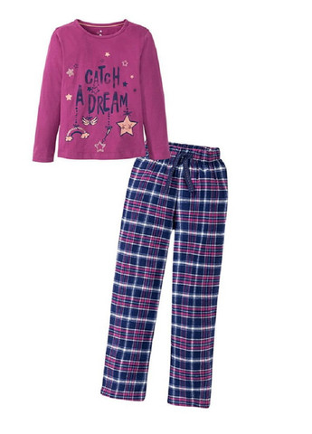 Фіолетова зимня піжама для дівчинки лонгслив + брюки Lupilu