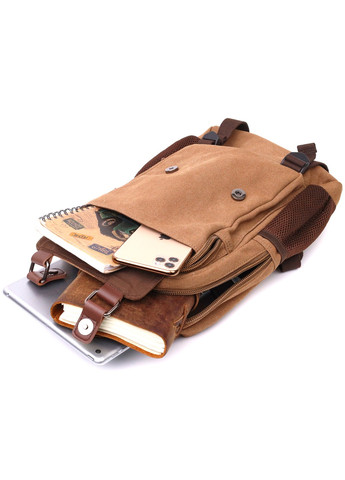 Зручний текстильний рюкзак з ущільненою спинкою та відділенням для планшета 22167 Коричневий Vintage (267925352)