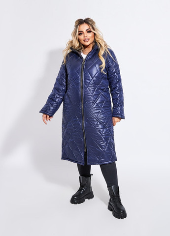Синяя женское зимнее пальто синее ромб размер 50/52 332782 New Trend