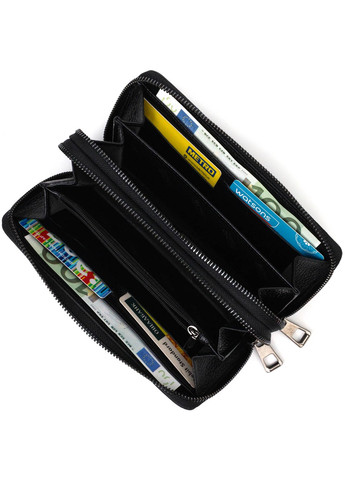 Практичний чоловічий клатч із двома відділеннями з натуральної шкіри 22027 Чорний Bond (262157984)