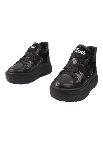 ботинки женские из натуральной кожи, на платформе, черные, украина Kento