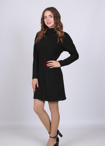 Черное кэжуал платье женское 112 однотонный ангора вязка черное Актуаль