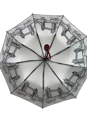 Зонт полуавтомат женский TheBest F713 на 9 спиц с внутренним рисунком Бордовый No Brand (277160842)