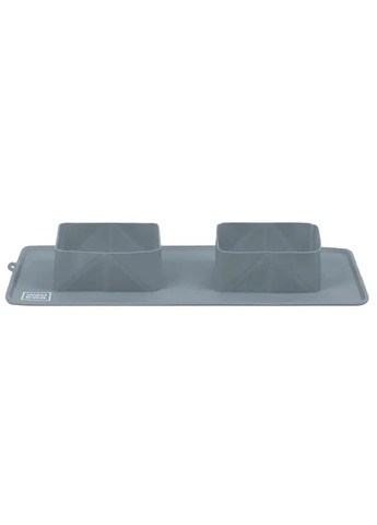 Складаний силіконовий килимок із двома вбудованими мисками посуд для тварин котів собак 385х230х50 мм (474724-Prob) Сірий Unbranded (259518334)