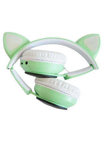Бездротові дитячі компактні блютус навушники з котячими вушками і лапами, що світяться 19х18х7 см (474150-Prob) Салатові Unbranded (257470811)