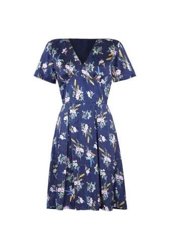 Комбінована сукня міні атласна квітковий принт в yumi горошок D