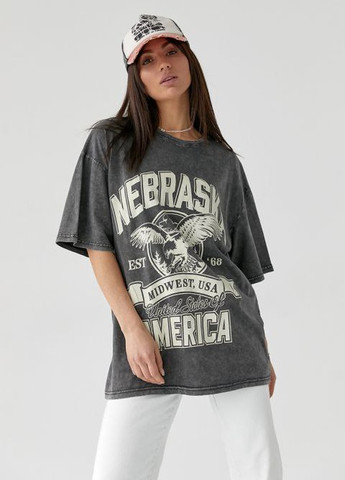 Серая футболка-туника варенка nebraska No Brand
