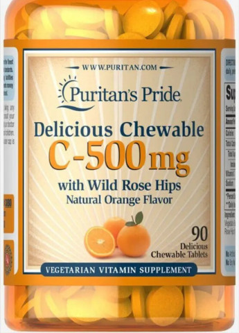 Puritan's Pride Vitamin C-500 mg with Rose Hips 90 Chewables Puritans Pride (256721098)