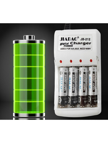 Універсальний зарядний пристрій JIABAO для акумуляторних батарейок ААА/АА в комплекті 4 батарейки мікропальчик 212AAA Idea jb-212 (272795984)