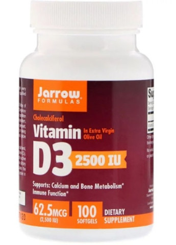 Vitamin D3 2500 IU 100 Softgels JRW-29042 Jarrow Formulas (256722688)