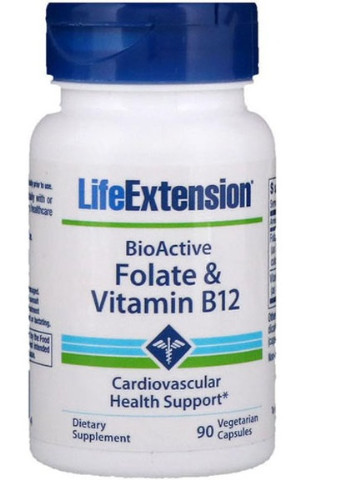 BioActive Folate & Vitamin B12 90 Veg Caps Life Extension (256719050)