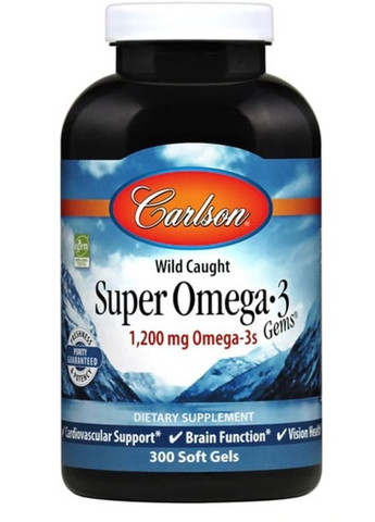 Super Omega-3 Gems 1200 mg 300 Soft Gels Carlson Labs (257079424)