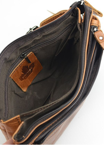 Коричнева нагрудна шкіряна сумка бананка через плече, поясна маленька сумочка з натуральної шкіри No Brand (268219299)