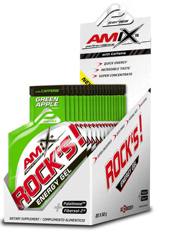 Енергетичний гель Performance Rock´s Gel Free with caffeine 32g (Green apple) Amix Nutrition (257678132)