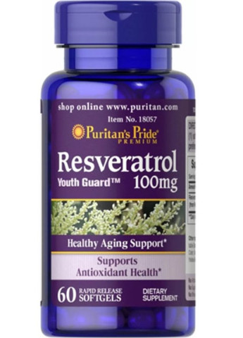 Puritan's Pride Resveratrol 100 mg 60 Softgels Puritans Pride (256723480)