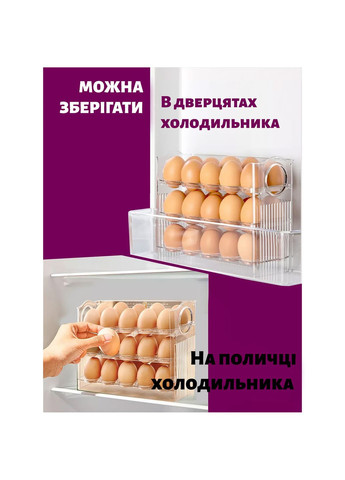 Контейнер для хранения яиц, органайзер для яиц в холодильник, лоток для яиц 30 штук Kitchen Master (277925407)