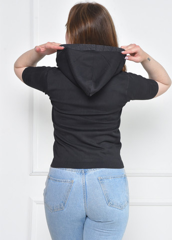 Кофта спортивна жіноча з коротким рукавом чорного кольору розмір 42 Let's Shop (258985073)